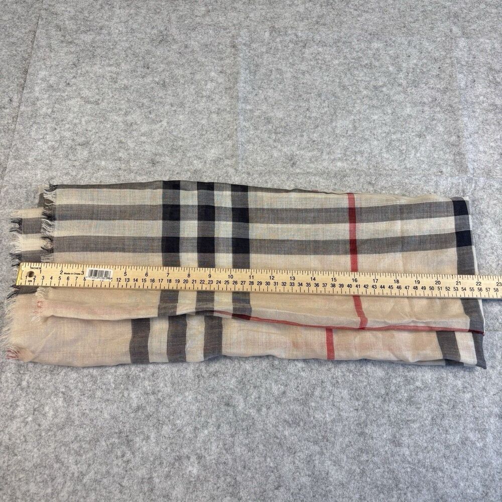Burberry London Wide Check Wool Silk Scarf Stole Shawl 84" x 29" Made in Italy - Picture 10 of 12